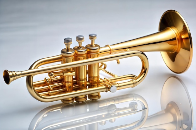 Photo golden trumpet with case