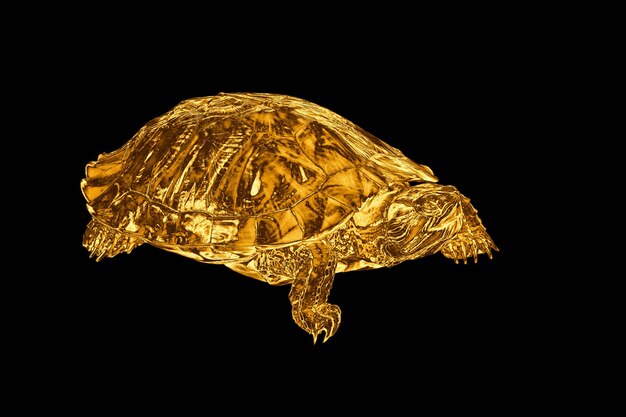 Golden turtle isolated on a white background A talisman of wealth and good luck