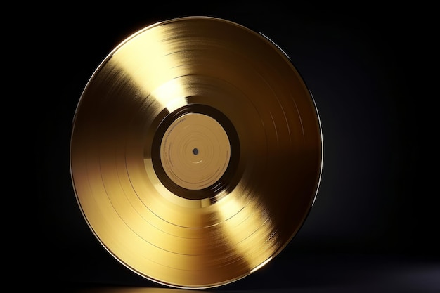 Golden Vinyl Record Illustrative Generative AI