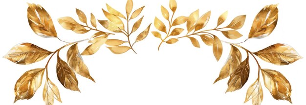 Photo golden watercolor leaves design