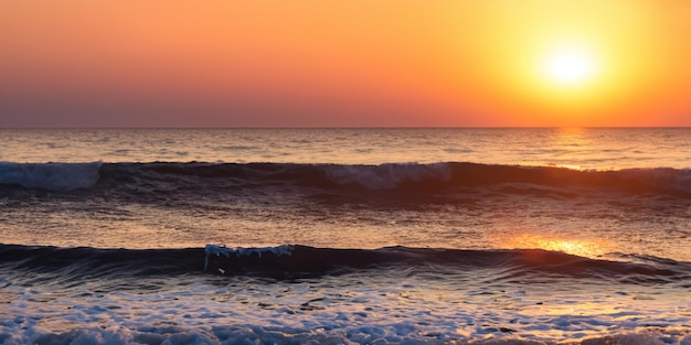 Golden Waters Sunset Illuminates the Rolling Waves