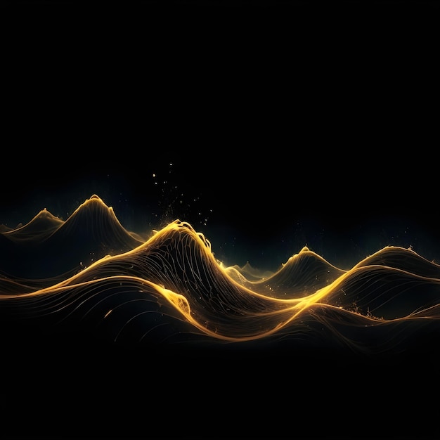 Golden wave on black background