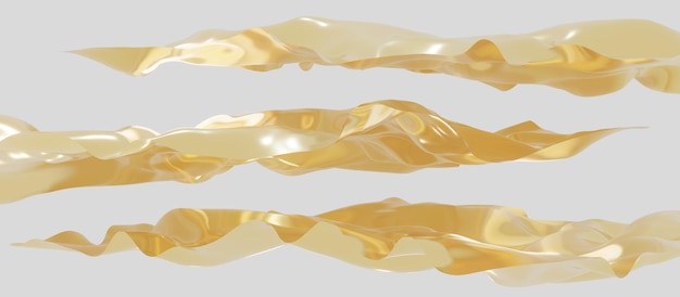 Golden wave texture shiny sheet shiny surface luxury background 3D illustration