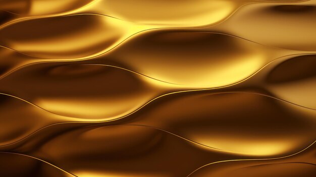 Golden wavy background 3d rendering 3d illustration Generative AI