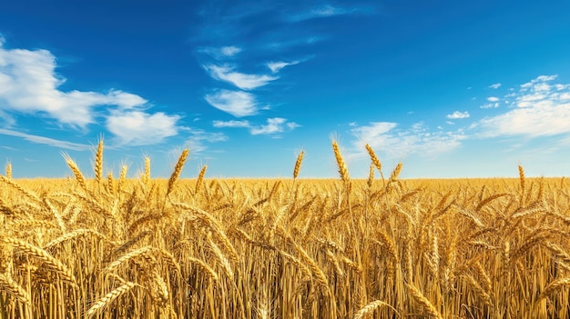 Golden Wheat Field Under a Blue Sky