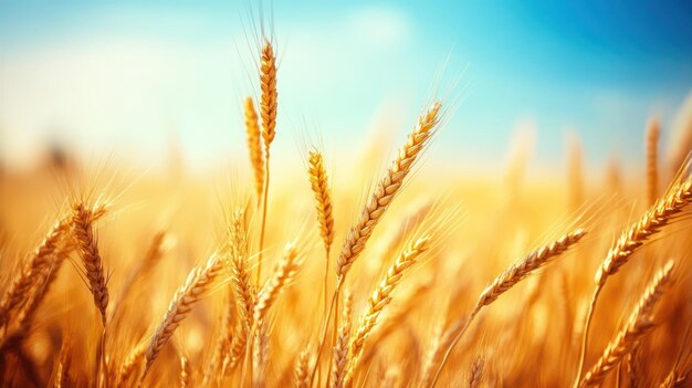 Golden Wheat Field Under a Blue Sky