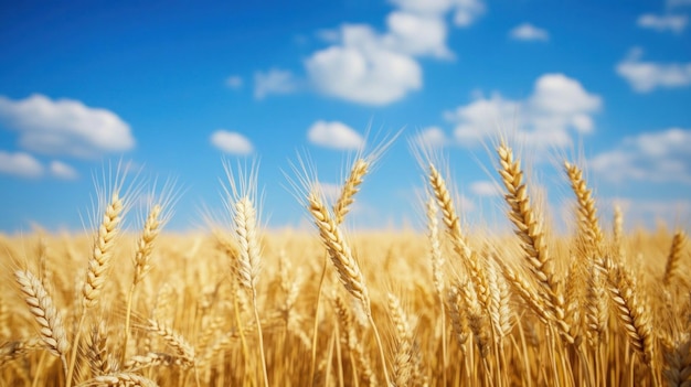 Golden Wheat Field Under a Blue Sky