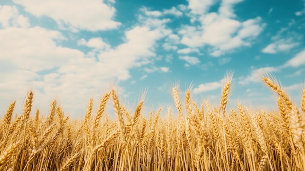 Golden Wheat Field Under a Blue Sky