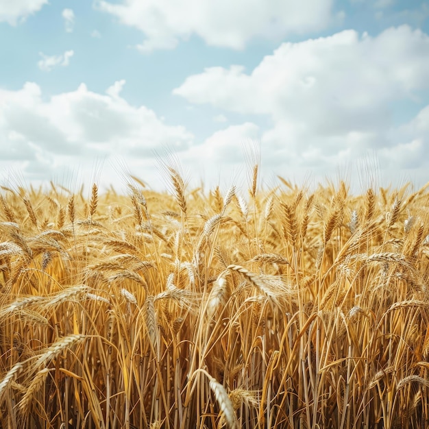 Golden Wheat Field Under Bright Sky