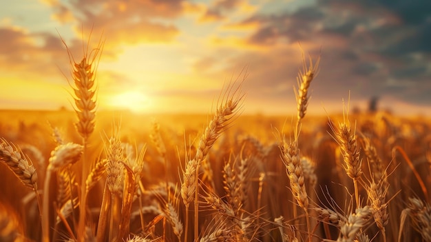 Golden Wheat Field Under Bright Sky