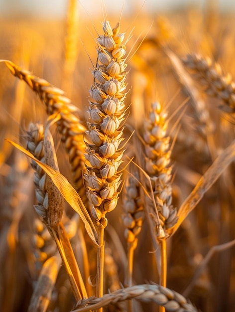 Golden Wheat Field CloseUp at Sunset