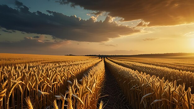 Golden wheat field Growth nature harvest Agriculture farm