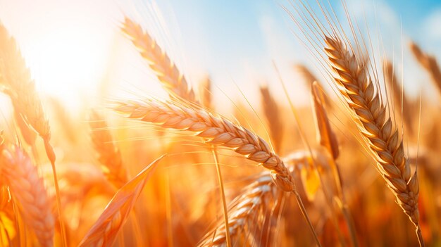 golden wheat field in sunny day agriculture Generative AI