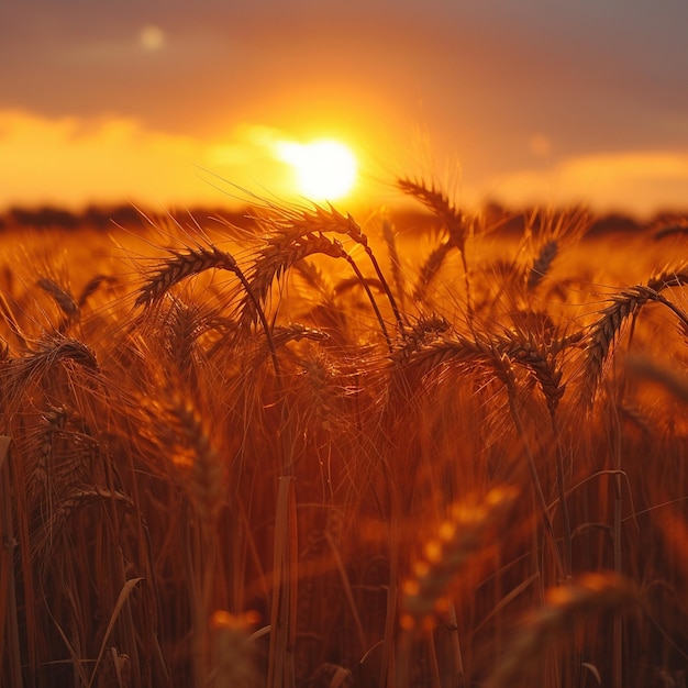 golden wheat fields glow in the sunset