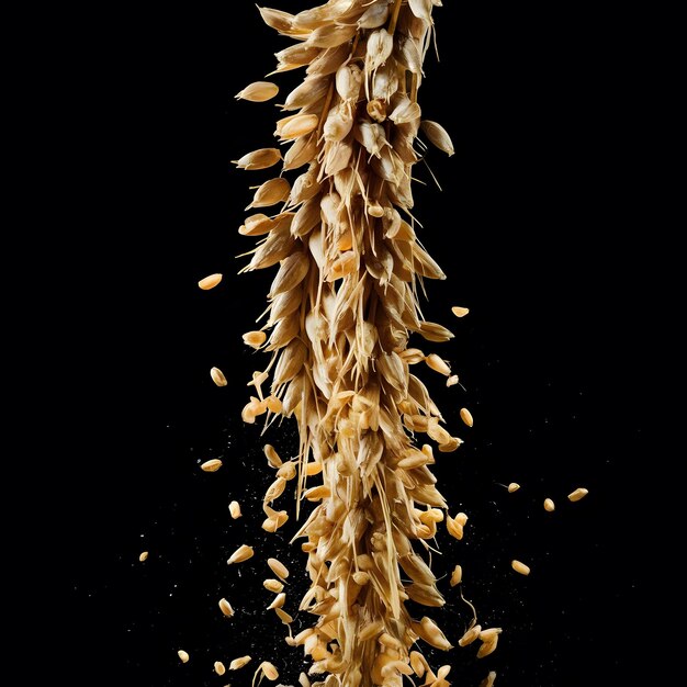 Golden Wheat Grains Pouring Down From Top