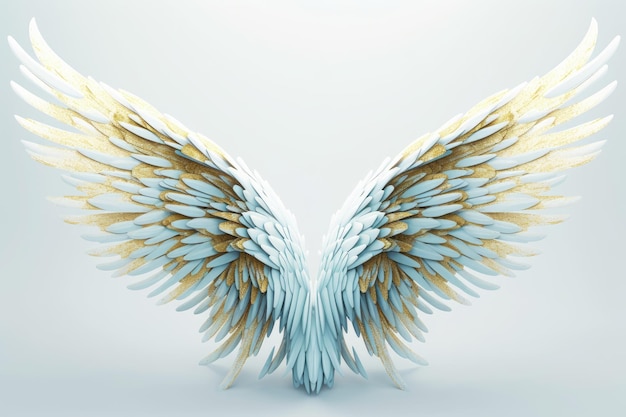 Golden white angel wings nature Generate Ai