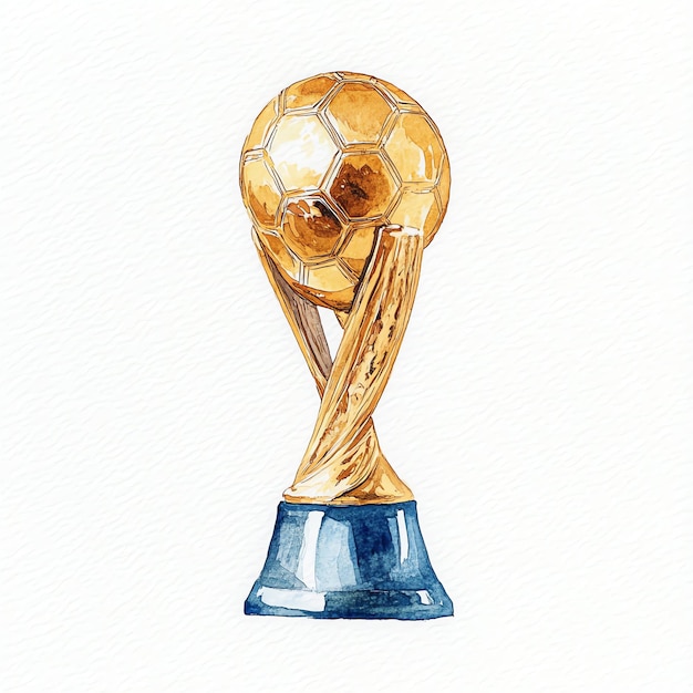 golden worldcup soccer trophy blue illustration