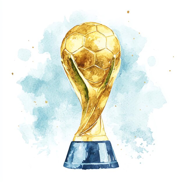 Photo golden worldcup soccer trophy blue illustration