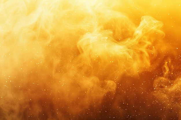 Golden Yellow Abstract Dust Cloud with Sparkling Particles