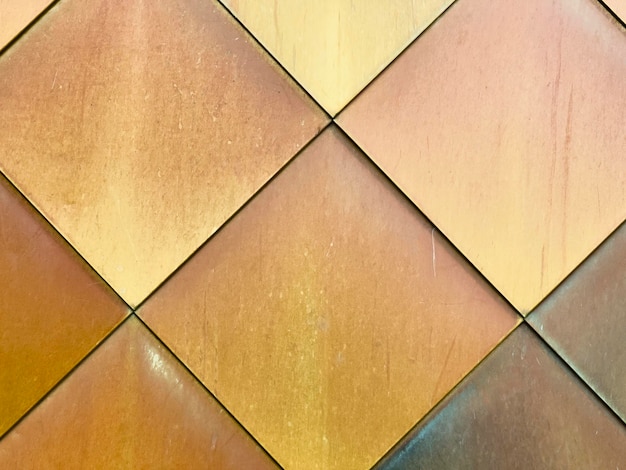 Golden yellow brass tiles wall background