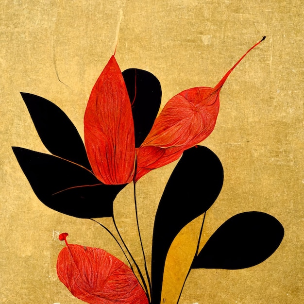 Golden yellow and red abstract flower Illustration