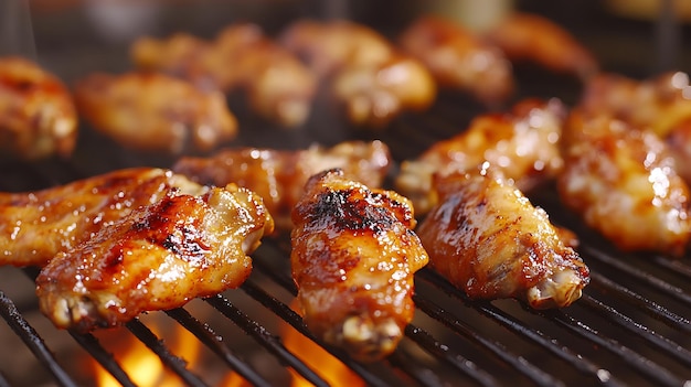 GoldenBrown Chicken Wings Sizzling on the Grill