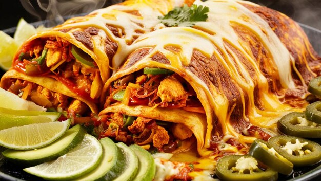 the goldenbrown enchilada crisped to perfection adding a textural element to the overall image