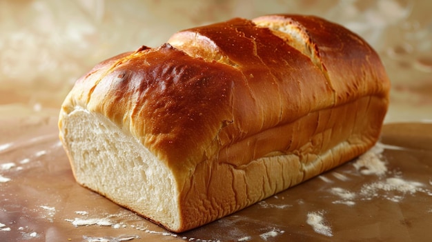 A goldenbrown loaf of freshly baked bread still warm from the oven with a crusty exterior and soft fluffy interior