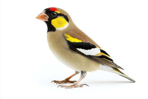 Photo goldfinch perched isolated on white background