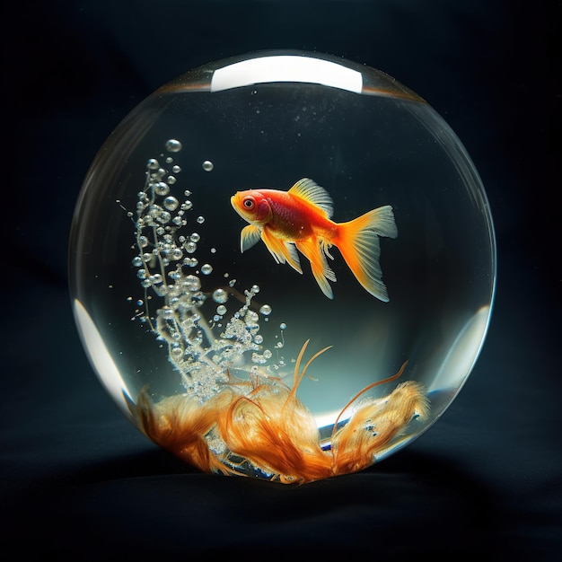 goldfish swimming through its aquarium