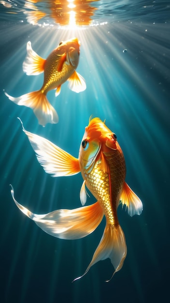 Goldfish swimming in the water