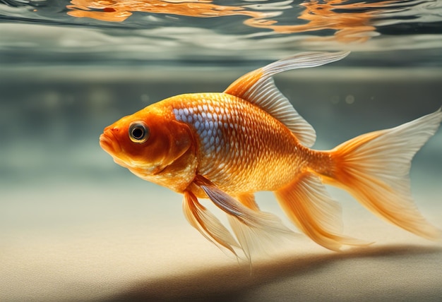 Goldfish swimming in the water