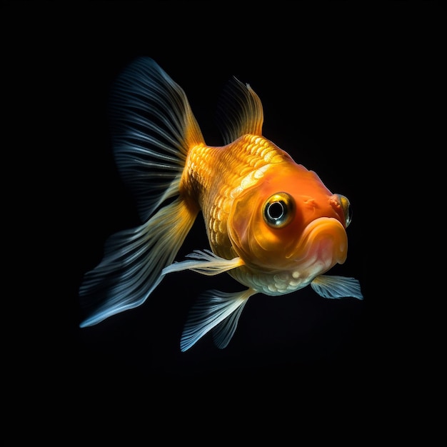 A goldfish with a black background and a black background.