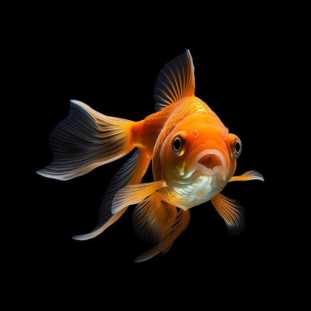 A goldfish with a black background and a black background.