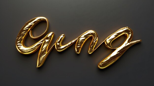 Photo goldplated word gun on gray background