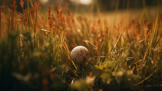 Golf ball in the grass Golf ball in the grassgenerative ai