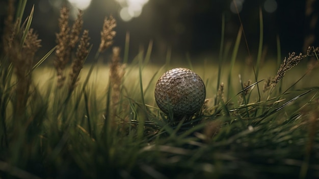 Golf ball in the grass Golf ball in the grassgenerative ai