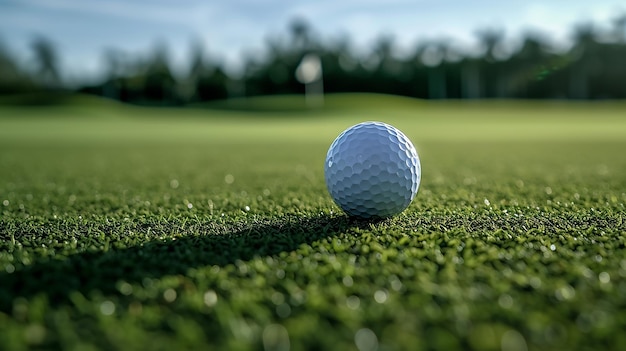 a golf ball on the green of a golf course