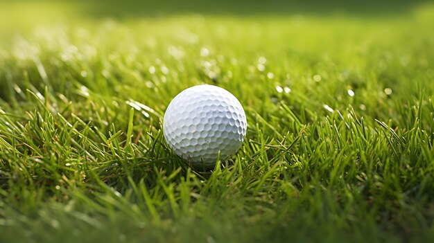 Golf ball on the green natural grass