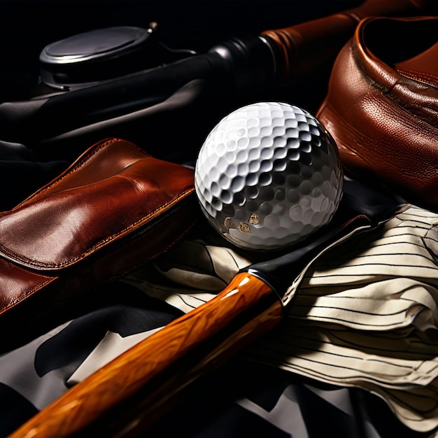 a golf ball sits in a case with a pair of golf balls