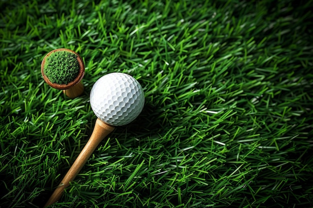 Golf Ball and Tee on Green Grass