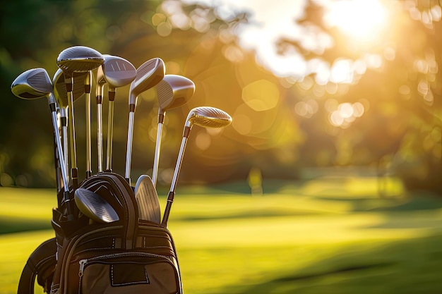 Golf Clubs in a Bag on Golf Course