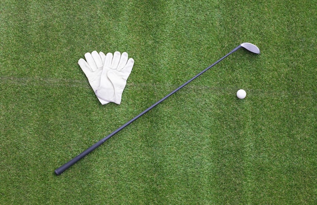 golf clubs isolated on the lawn