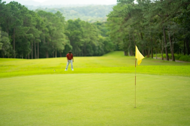 Golf course is beautiful fairway for golfer play in this course on sunset