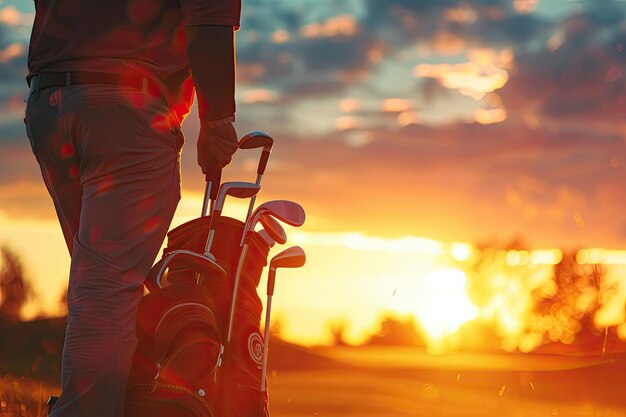 Golfer taking club in golf bag