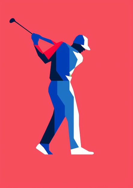 Photo golfer taking a swing minimal matisse style print