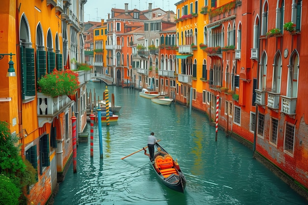 Gondola Sailing Through Venice Canal