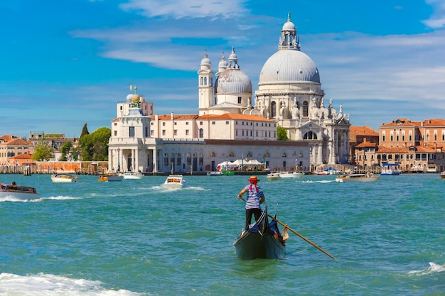 Gondolas on Canal Grande in Venice Italy