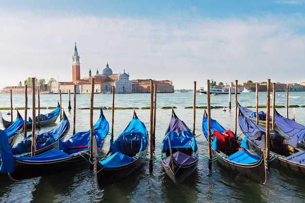 Gondolas floating in the Grand Canal, Venice, Italy