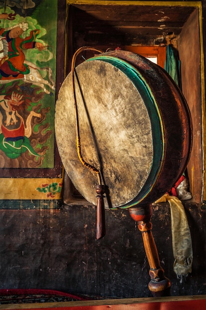 Gong in Lamayuru gompa, Ladakh, India